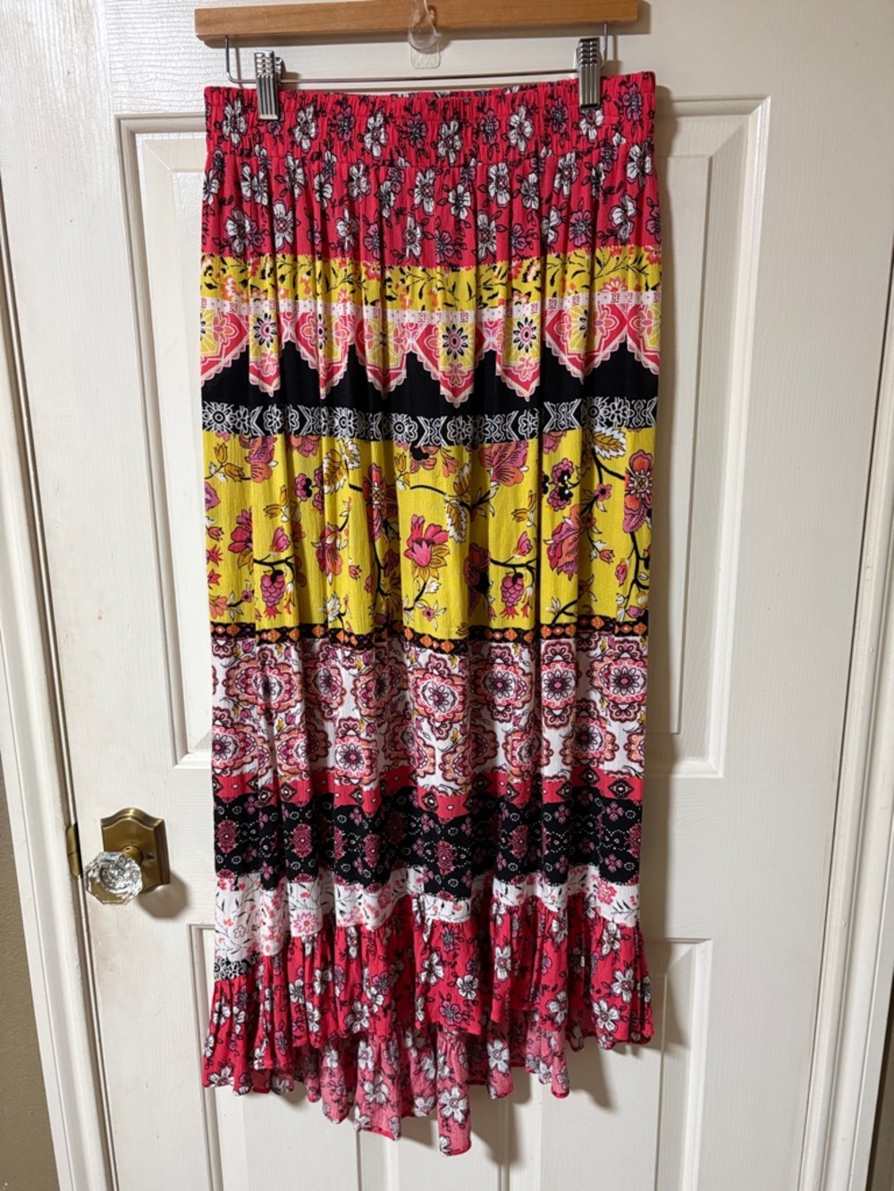Medium Long Full Boho Ruffled Colored Skirt By Scoop